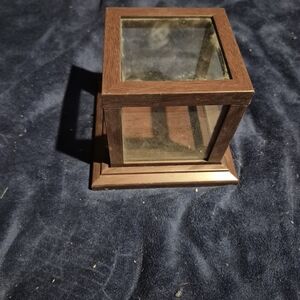 Wooden Glass Display Cube - Dark Brown